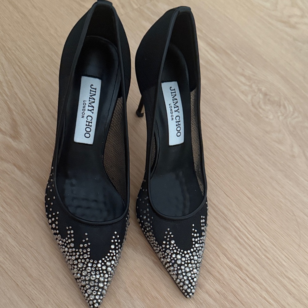 Jimmy Choo Black and Silver Studded Heels